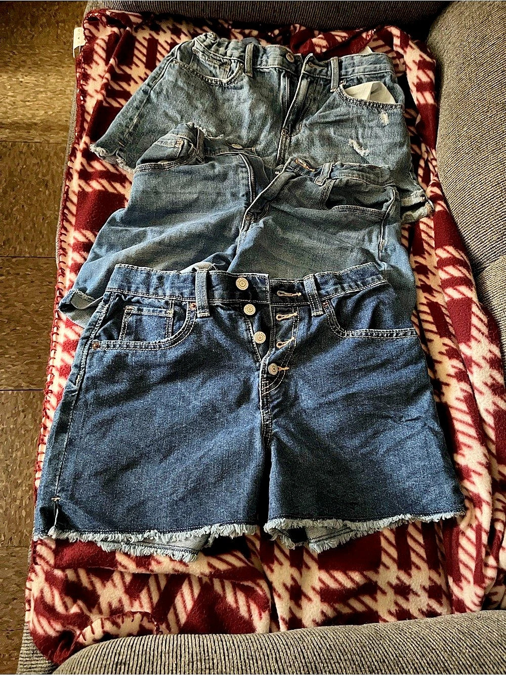 Women's Distressed Denim Shorts in Blue